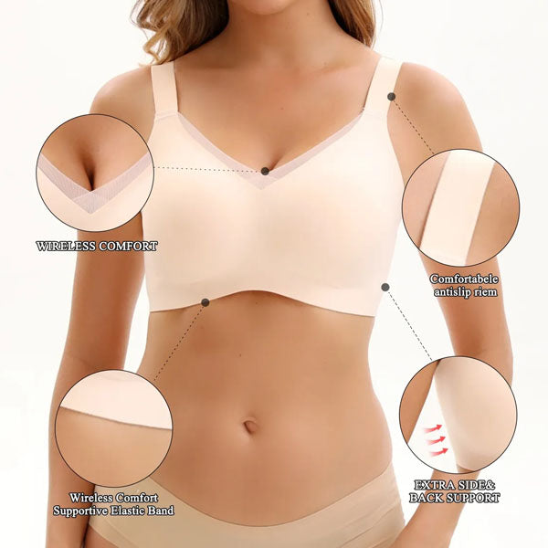 VRCÔMFY Woven Bliss Wireless Bra - Comfort & Lift for Women （WB）